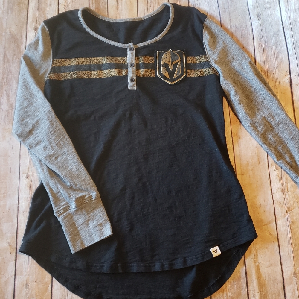 Women's Black and Gray Vegas Golden Knights Long Sleeve Shirt- Size L.